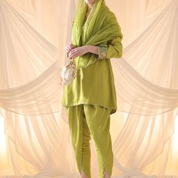 Anouk Floral Yoke Design Regular Kurta with Dhoti Pants & With Dupatta image 4