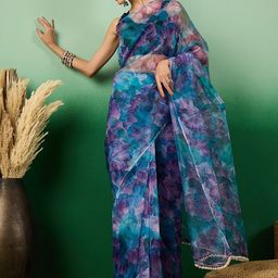 Sangria Floral Digital Printed Organza Saree-image-54