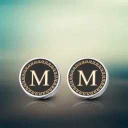 MEENAZ Zinc, Brass, Metal, Alloy, Enamel, Stainless Steel, Silver Cufflink-picture-10