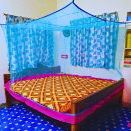 HDPE - High Density Poly Ethylene Adults Washable HDPE Sky Blue colour flower printed Mosquito net 6*7 Mosquito Net-image-1