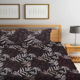 arrabi Brown Floral 300 TC Cotton Blend Double King Sized Bedsheet With 2 Pillow Covers-picture-47