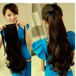 Ribbon Ponytail Brown Wavy Extension For Girls And Women Hair Extension-image-95