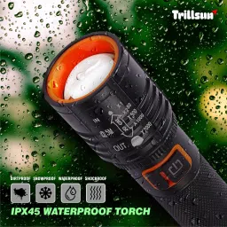 trillsun High Power Torch with Zoomable Metal body 5 Mode Flashlight Rechargeable Torch image 2