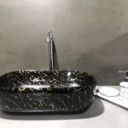 Table Top Premium Designer Ceramic Wash Basin(27)with Waste Pipe & Coupling set Designer Wash Basin Table Top Basin-image-30