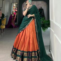 Solid Semi Stitched Lehenga Choli-image-47