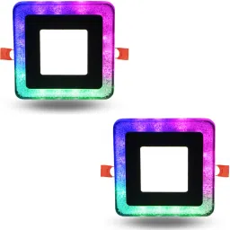 6 Watt white+PGB Multi Color LED Decorative Jelly Square 4D Effect Ceiling Lighting (Double Color) (Pack Of 02) Recessed Ceiling Lamp-image-2