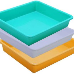Plastic Prime Exel Small Tray For Home/Office,3 pc Tray 2Ltr,White Green Yellow Tray-image-30