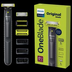 PHILIPS One Blade Rechargeable Cordless Grooming Kit for Face and Body for Men (30mins Runtime, Dual Protection System, Charcoal Gray)-1