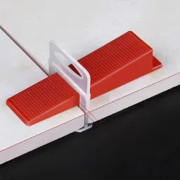 niktion Tile Leveling System Plastic 1.6 MM 100 Sets Tile Leveling System Wall Floor Spacer Tile Levelling Tool, 100 Wedge and 100 Spacers Strap Non-magnetic Line Level image 2