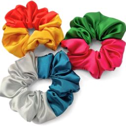 Set of 3 dual tone satin scrunchies for women & girls, DUO-F Rubber Band-image-89