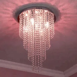 GC Crystal Glass Chandelier/Ceiling Light with 16 watt Led Light for Living Room, Restaurants, Hotels (Width: 23 cm ) Pendants Ceiling Lamp-18