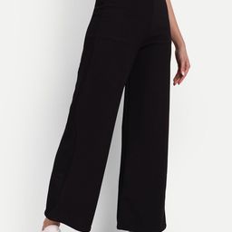 next one Women Loose Fit Black Lycra Blend Trousers-picture-42
