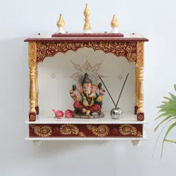 india home wood Copper Colored Wood Wall Mounted Mandir Without Door-picture-35