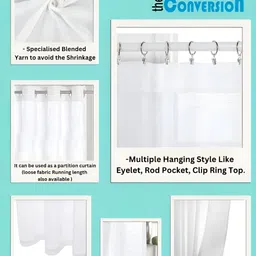 THE CONVERSION Green Linen With Slub Textured Sheer Window Curtain image 2