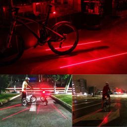 dstechbar Combo of Rechargeable Front Light Tail Laser LED Handle Grip Light LED Front Rear Light Combo image 4