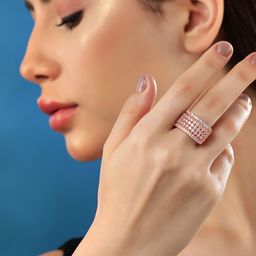 Rubans 18k Rose Gold-Plated & CZ-Studded Finger Ring-0