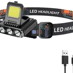 5 in 1 headlamp battery head torch waterproof cob head light camping, repairing Torch-8