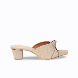 Anouk Beige Knotted Open Toe Block Heels image 5