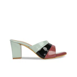 ICONICS Maroon Colourblocked Block Pumps with Bows image 3