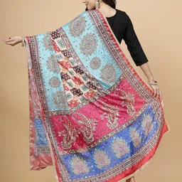 Clora Creation Ethnic Motifs Printed Dupatta With Mirror Work image 5