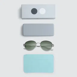 John Jacobs Unisex Green Lens & Silver-Toned Round Sunglasses with UV Protected Lens image 5