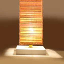 Devansh White & Beige Textured Bamboo Table Lamp image 5