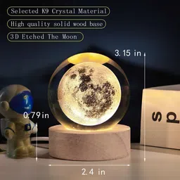 shopogenix 3D Galaxy Moon Crystal Ball Night Lamp with Base for Living Room, decoration Table Lamp-picture-22
