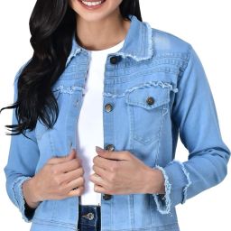 Women Washed Denim Jacket-image-76