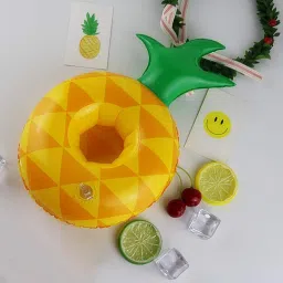 nyrwana delivering smiles in inida Inflatable Pineapple Shape Drink Holders Inflatable Pool Party 6Pc Drink Floats Inflatable Inflatable Toy Pump image 4