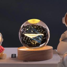 3D Whale Shape Crystal Light Night Glass Ball Night Lamp Wood Base Night Lamp-image-21