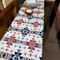 akira Stylish Beige Ikat - Table Runner 12X72 inches-picture-26