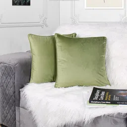 STITCHNEST Green 2 Pieces Velvet Square Cushion Covers-image-94