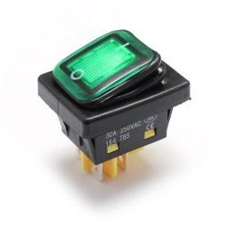 4 Pins 250V 12V UL Illuminated 30A Rocker Switch – GREEN-51
