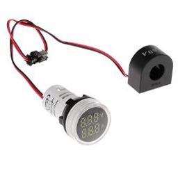 White AC20-500V 0-100A 22mm AD16-22DVA Round LED Hertz Meter Indicator Light with Transformer-51