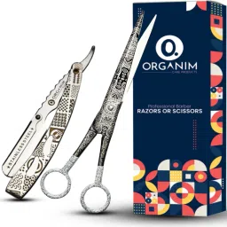 Stainless Steel Straight Razor With Classic Hair Cutting Scissor Combo, Men & Women-20