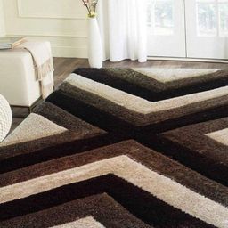 IMRA CARPET Brown Geometric Anti-Skid Shaggy Carpet-picture-32