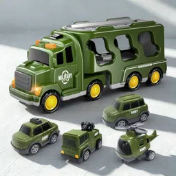 zuuluzrs Green Military Truck Toys Army Tank Set Press The Button To Trigger Sound-Light-picture-4