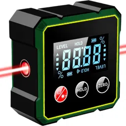 LCD Magnetic Angle Inclinometer Red Laser Gauge USB Lever Tool-25