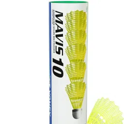 Mavis 10 Shuttle Cock (Yellow) - Green Cap(1 Tube / 6 ) Nylon Shuttle- Yellow-picture-23