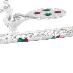 pure silver peacock flute/bansuri for lord krishna / laddu gopal ji(size: 5.5cm) Silver Flute-11