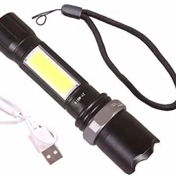 teqgo 200 Meter 3 Mode Rechargeable Rotate Zoom M919 LED Flashlight with COB Side Light 5.5 Inch Torch 4 hrs Torch Emergency Light image 2