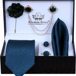 RANDOM STRIPE Satin Cufflink & Tie Pin Set-image-34