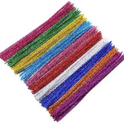 Set of 100pcs Mixed Color Glitter Sparkle Pipe Cleaners Tinsel Stems 6mm 12-inch Accessory Tape Dot-image-10