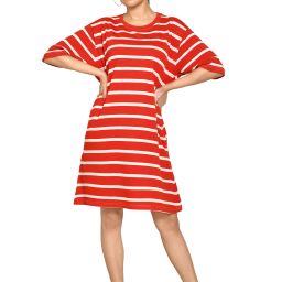 Women A-line White Knee Length Dress-image-7