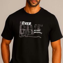 Men Typography Round Neck Pure Cotton Black T-Shirt-image-98