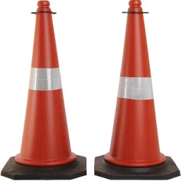 ladwa Road Traffic Cone, Pack of 2 cones 750mm, with 2 mtr chain + 2 hooks, (Safety Cone, Traffic Safety Cone, Road Safety Cone with Reflective Strips Collar) Emergency Sign-picture-1