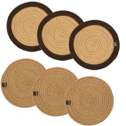 TRIVET (6PC SET) ROUND BROWN & BEIGE BRAIDED Trivet-17
