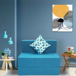 seventh heaven Rest Mantra 8 Inch PU Foam (72x30) 1 Seater Sofa Cum Mattress In Sky Blue Colour-picture-37