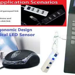 ANJO USB Keyboard-LED Mouse-Mouse Pad-2.0 USB Hub-Ext Cable 1.5m Combo Set image 4