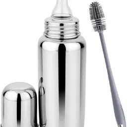 Steel Baby Feeding Bottle with Cleaning Brush - 240 ml-image-40